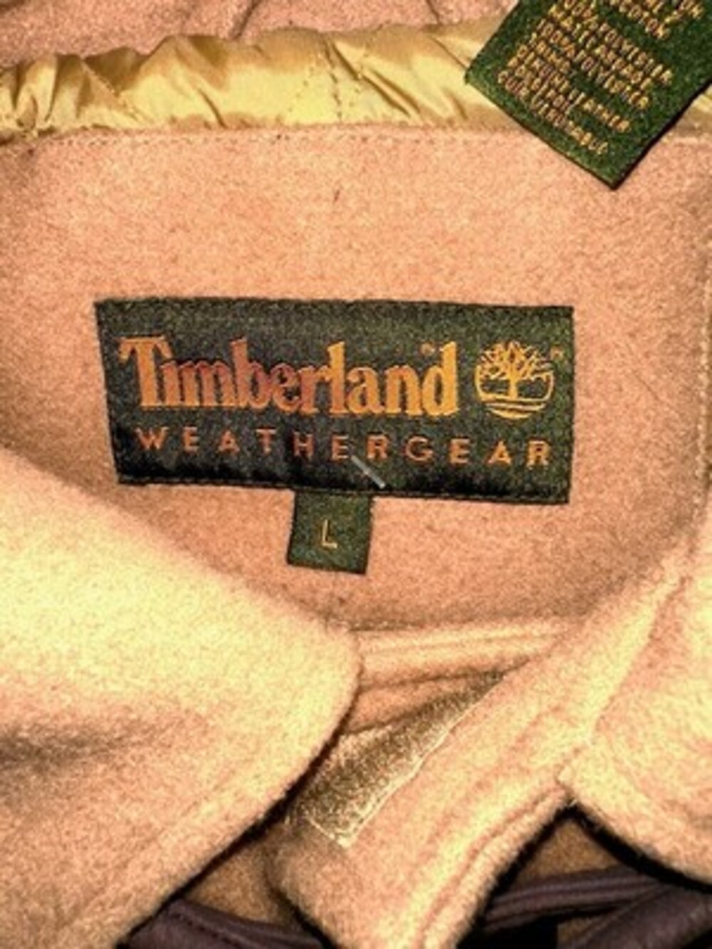 Vintage Timberland Weathergear Coat Mens Large Brown Leather Wool Lined Toggle - Picture 4 of 5
